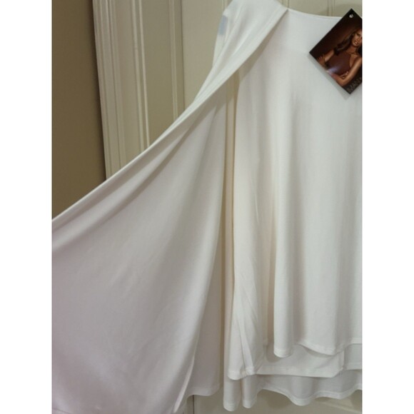Iman Global Chic IVORY Cape Open Blouse Size Large NWT - Picture 3 of 3